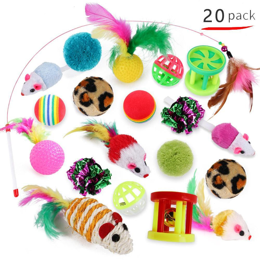 20-Piece Set of Hilarious Plush Cat Toys with Funny Cat Stick and Sisal Mouse